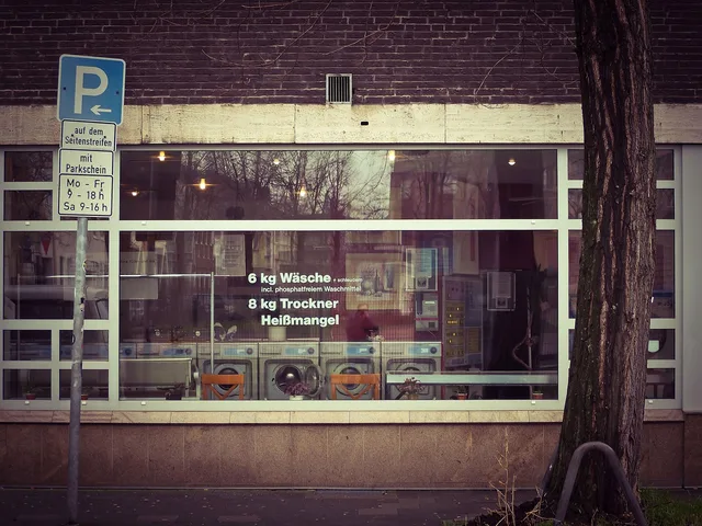laundromat, to wash, store window, road, reflection, architecture, building, facade, urban, dusseldorf, city, laundromat, laundromat, laundromat, laundromat, laundromat. Laundromat locations worth comparing: what actually predicts profit