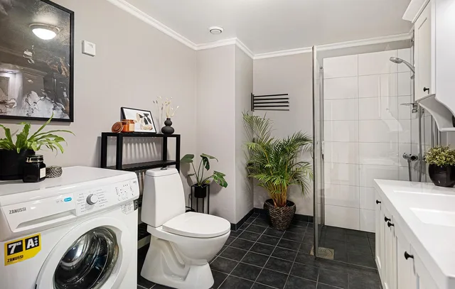 real estate, interior, bath room, toilet, shelf, sink, luxury, art, table, wood, chair, shampoo, shower, washing machine, mirror, towel, decor, nature, cabinet, plant, carpet. Laundromat Washer Maintenance in Los Angeles