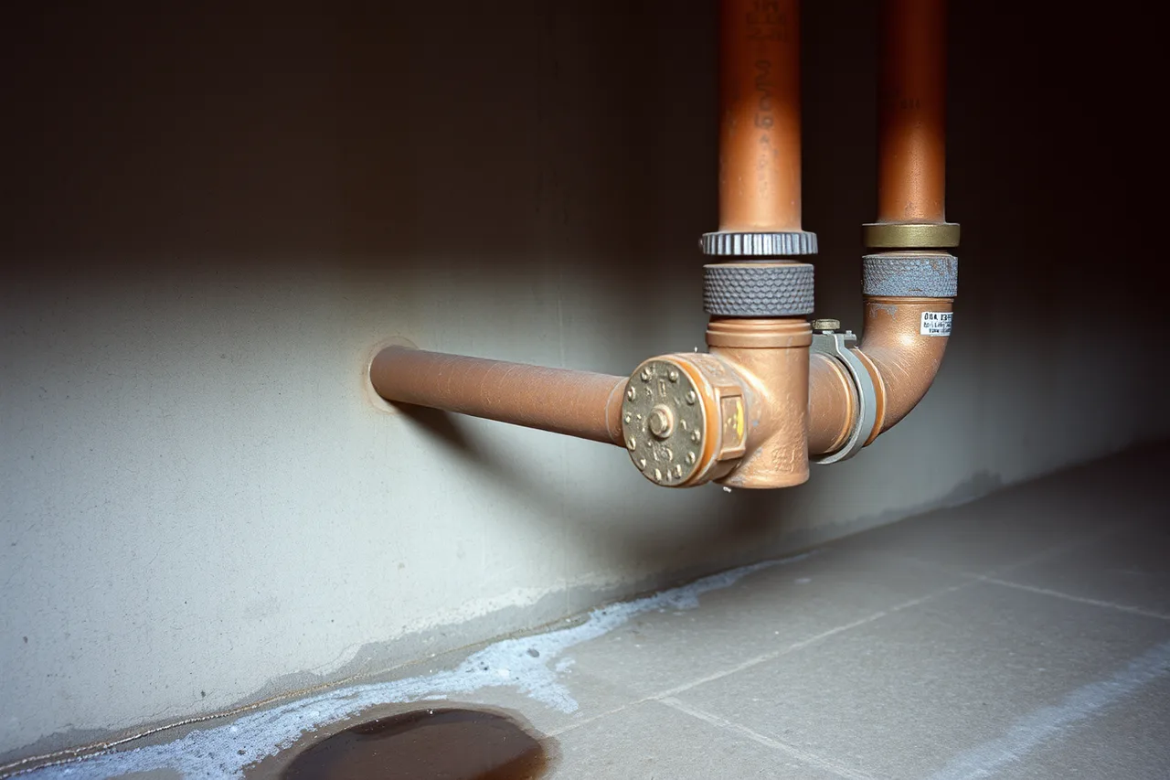 Patched copper pipe with dead leg in unheated basement (Winter washer maintenance in Chicago and Minneapolis, freeze protection steps)