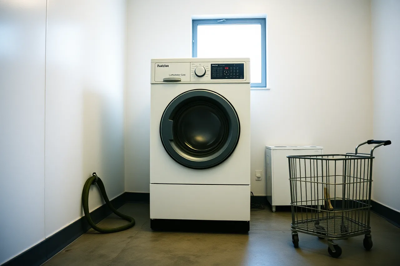 ENERGY STAR label and spec plate on a commercial washer (How DOE programs and utility rebates cut US laundromat washer costs)