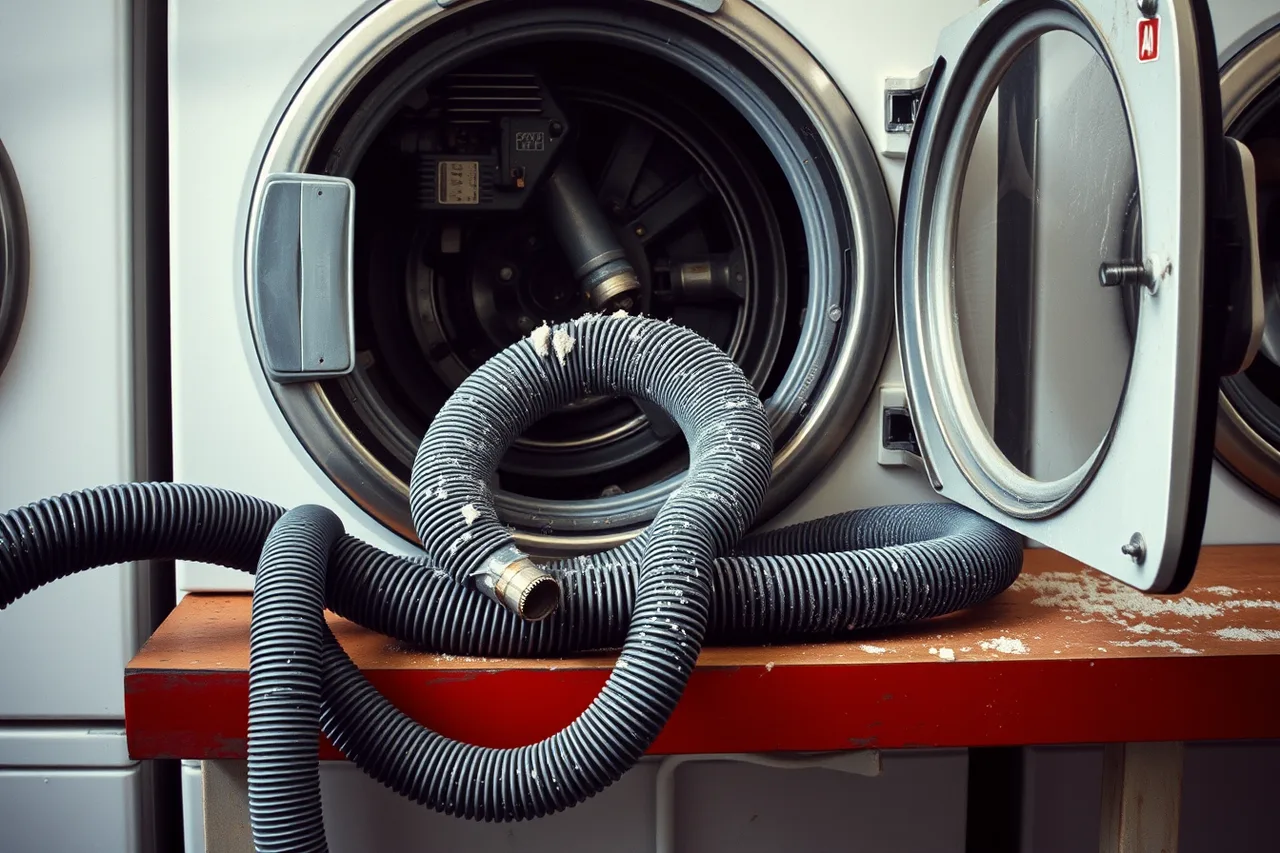 Worker vacuuming lint from washer motor after lockout tagout (Speed Queen Washer Maintenance Schedule That Prevents Breakdowns)